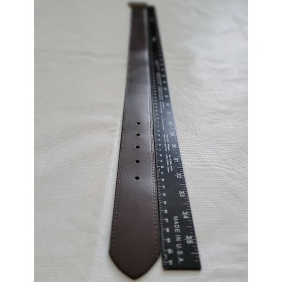 EUC Brown Leather Belt with Antique Gold Rhinestone Buckle Western Size XS - Picture 9 of 10